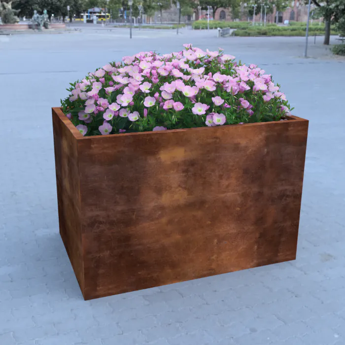 CORTEN Premium Flat Bottom Planter 1500x1000x1000mm REC - 3