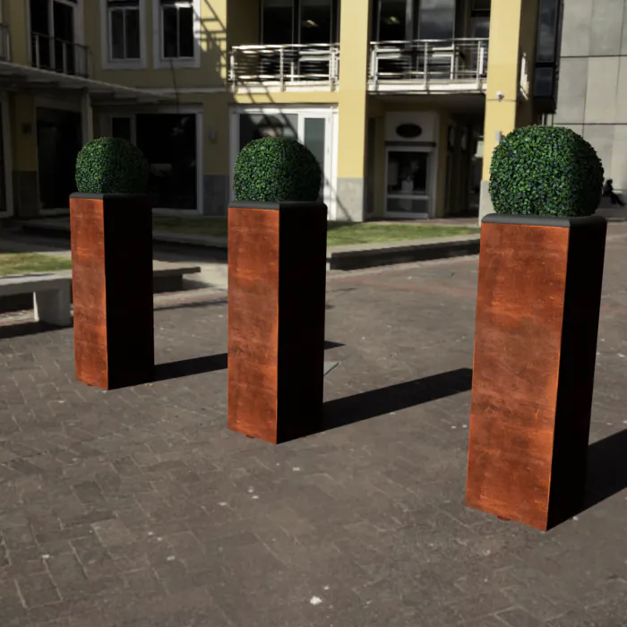 HVM Corton Steel Square CT Bollard Planter - 1