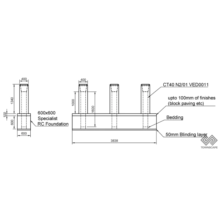 HVM Corton Steel Square CT Bollard Planter - 2