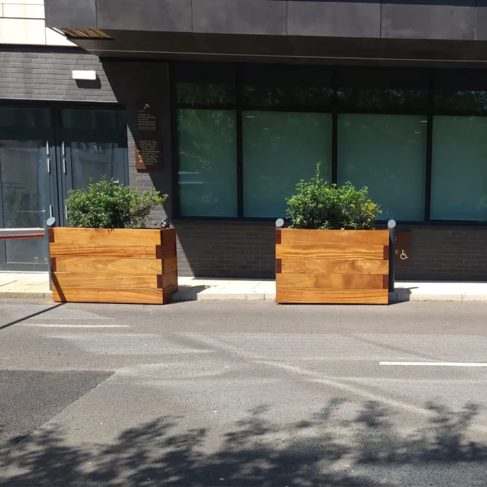 Gunwharf CT Block PAS 68 Softwood Timber HVM Planter Ultra Shallow Mount - 2