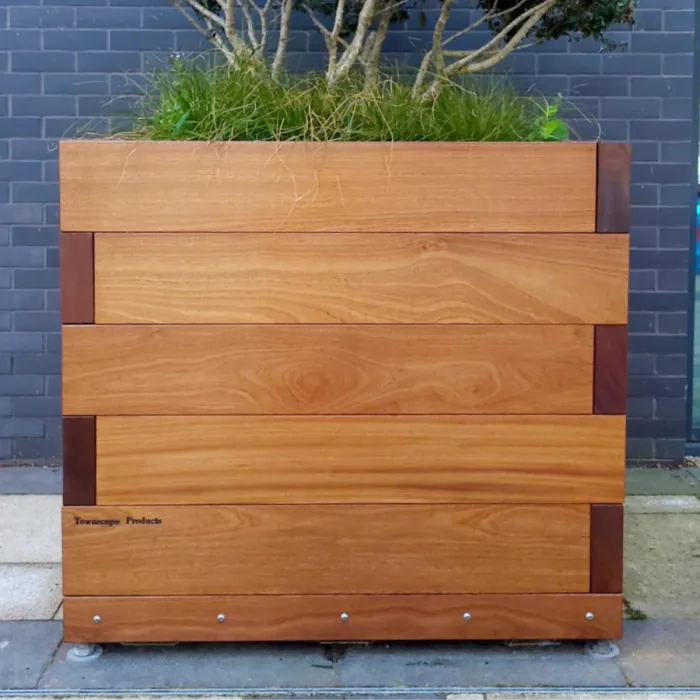 Gunwharf CT Block PAS 68 Softwood Timber HVM Planter Ultra Shallow Mount - 1