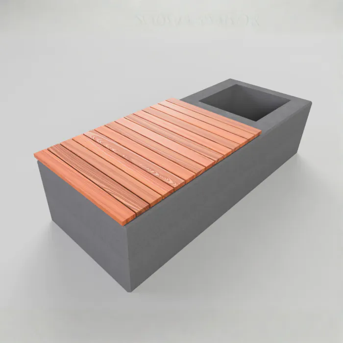 PAS 68 Counter Terror Concrete Block with Planter and Seating 2500mm Shallow Mount - 3