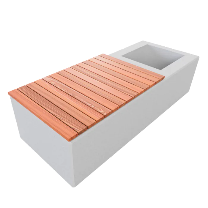 PAS 68 Counter Terror Concrete Block with Planter and Seating 2500mm Shallow Mount - 5