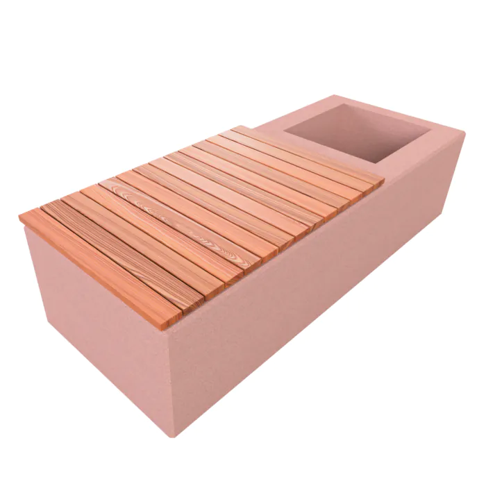PAS 68 Counter Terror Concrete Block with Planter and Seating 2500mm Shallow Mount - 6