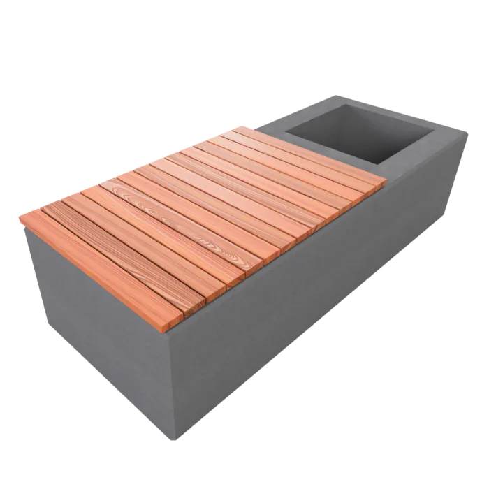 PAS 68 Counter Terror Concrete Block with Planter and Seating 2500mm Shallow Mount - 8