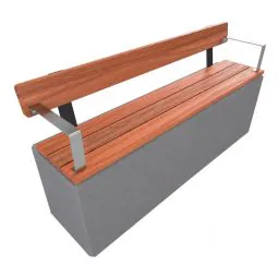 Concrete Bench Unity 1800 with timber seat slats and backrest                       