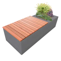 HVM Counter Terror Concrete Block 250 With Planter and Hardwood Seat Top HVM Counter Terror Concrete Block 250 With Planter and Hardwood Seat Top